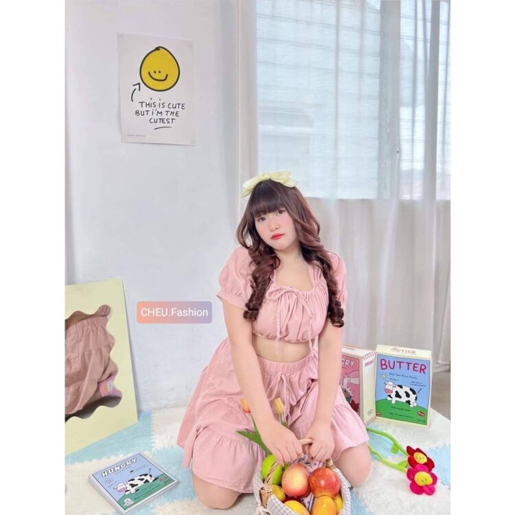 ชุดเซทสาวอวบ ชุดเซทกระโปรง ชุดเซทเสื้อแขนตุ๊กตา